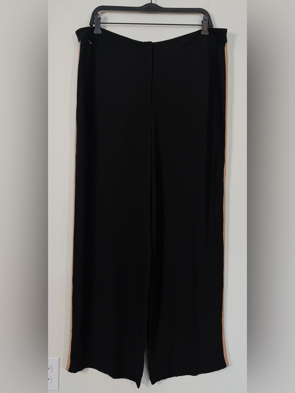 Eileen Fisher Silk Georgette Crepe Pants Black High Waist NWT Size 16